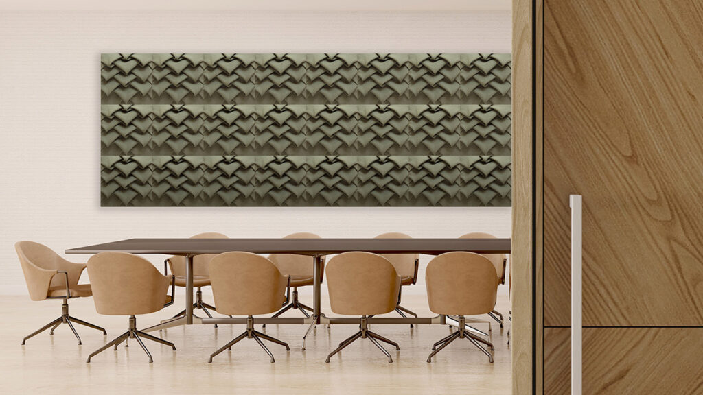 ZAMA音響壁装飾材。防音・吸音効果、さらにオプションで光触媒加工可能。空気と音を整えるアートとしても注目。おしゃれリビング・オフィスに必須。